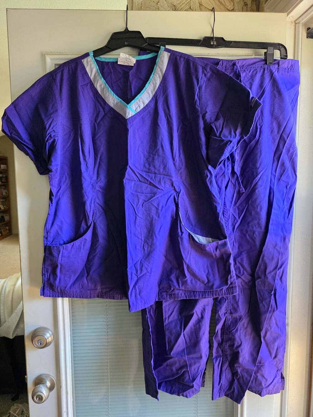 Butter-Soft Scrubs UA Scrub Set Top Pants X-Large Purple Grape Contrast Trim